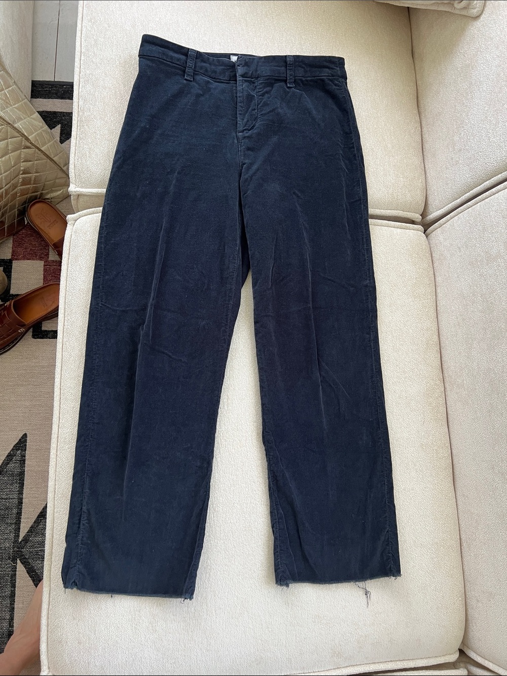 Frank & Eileen Dark Navy Corduroy Wide-Leg Trousers